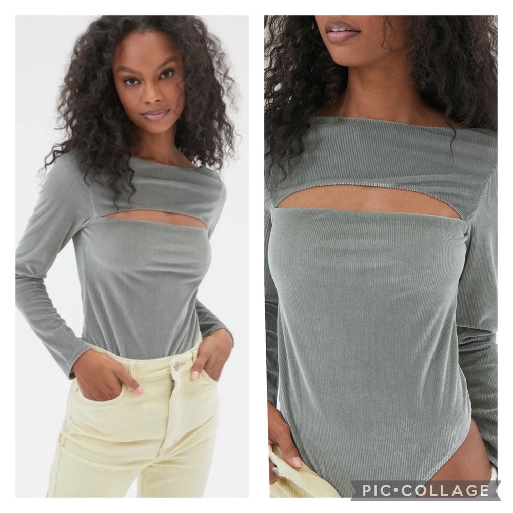 NWT UO Out From Under Peek Velvet Bodysuit